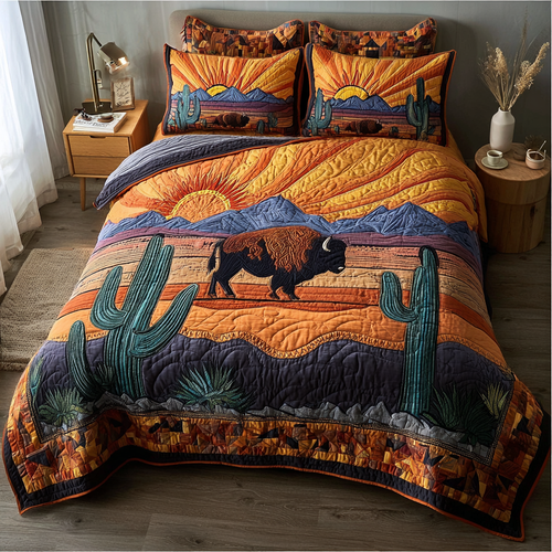 Bison Land 3-Piece Quilted Bedding Set NCU0DK8807
