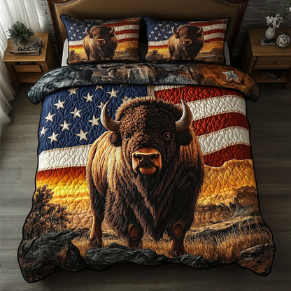 Bison Shield 3-Piece Quilted Bedding Set NCU0DK8818