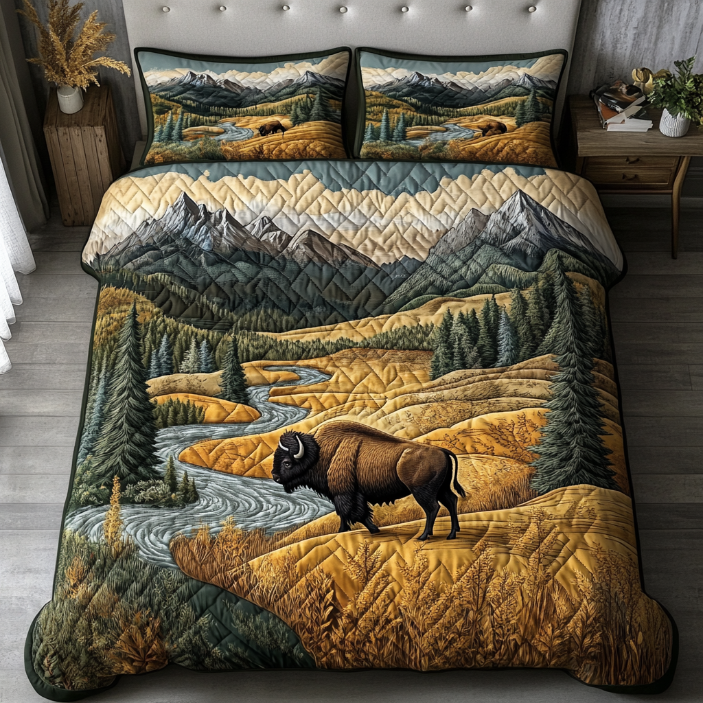 Bison Spirit 3-Piece Quilted Bedding Set NCU0DK8806