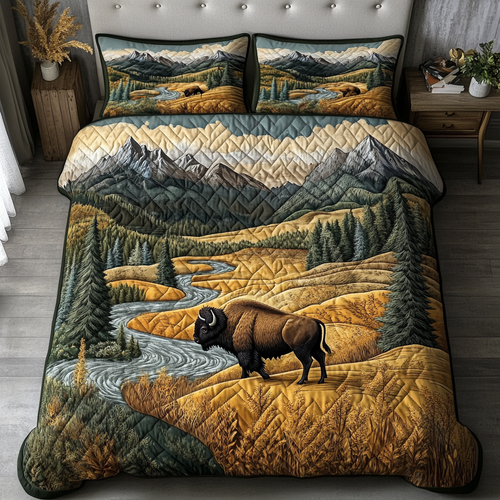 Bison Spirit 3-Piece Quilted Bedding Set NCU0DK8806