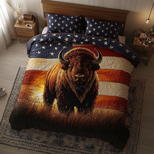 Bison Spirit 3-Piece Quilted Bedding Set NCU0DK8817