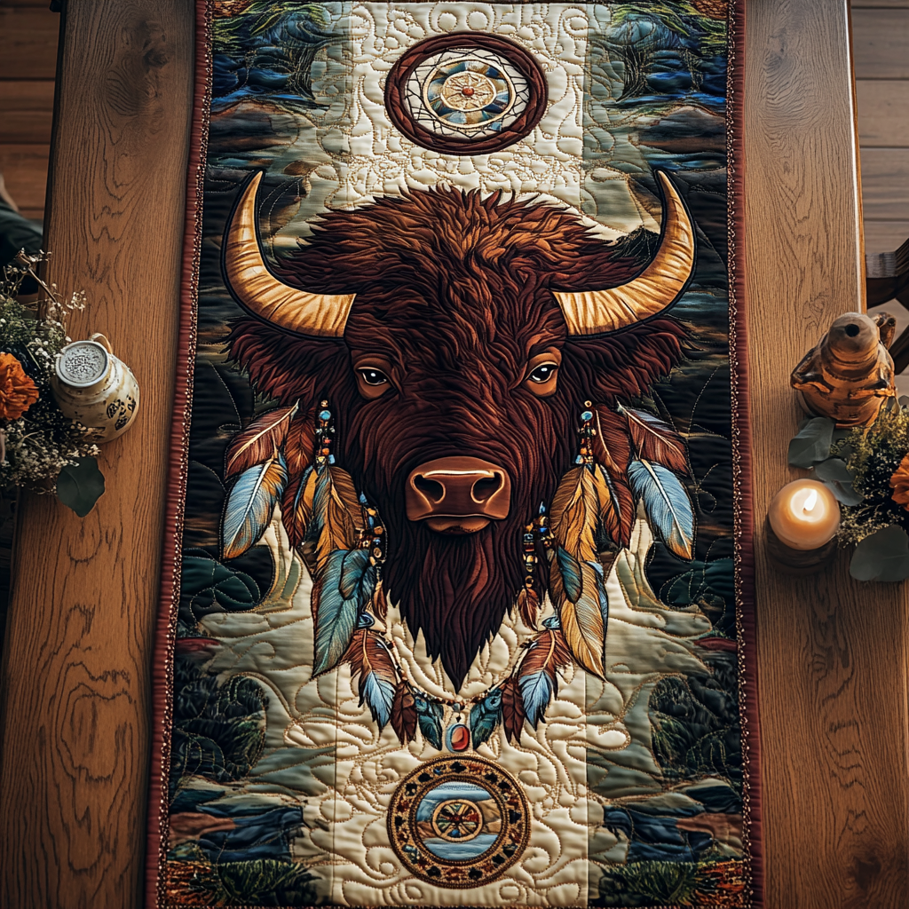Bison Spirit Quilted Table Runner NCU0VH3556