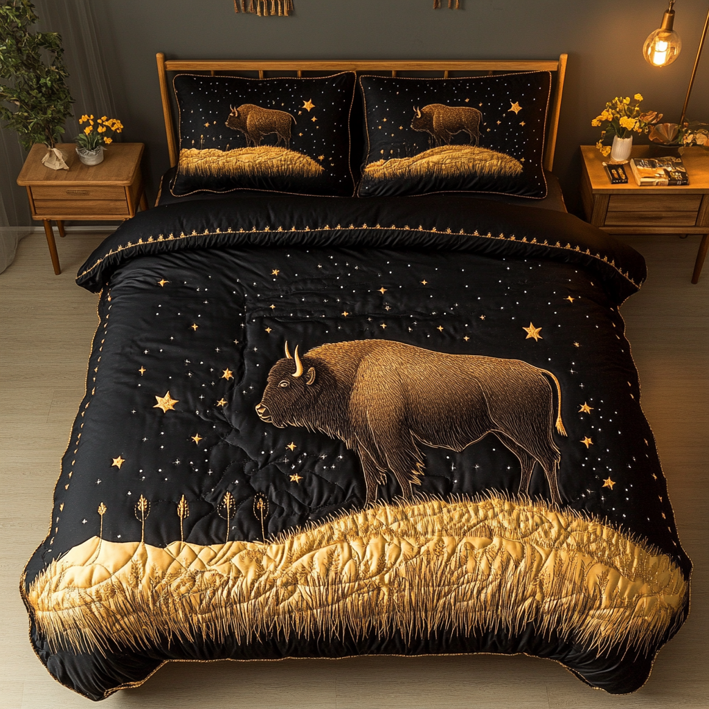 Bison Trail 3-Piece Quilted Bedding Set NCU0DK5709