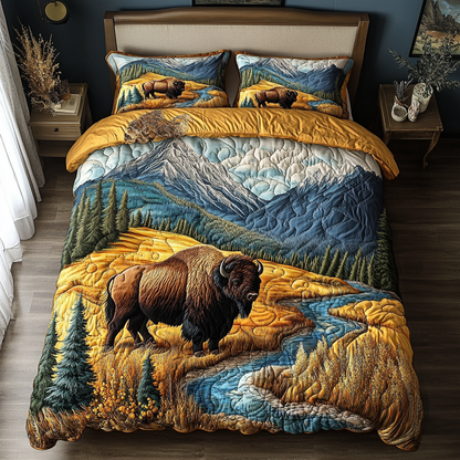 Bison Trail 3-Piece Quilted Bedding Set NCU0DK8805