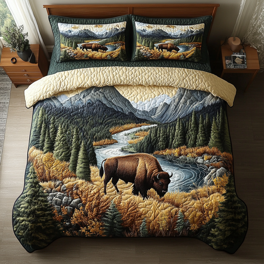 Bison Valley 3-Piece Quilted Bedding Set NCU0DK8809