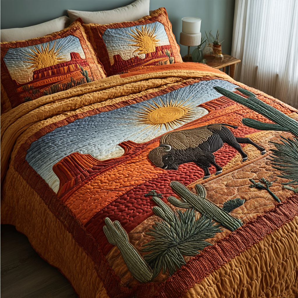 Bison Wild 3-Piece Quilted Bedding Set NCU0DK8811