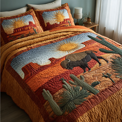 Bison Wild 3-Piece Quilted Bedding Set NCU0DK8811