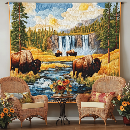 Bison Wilderness Art Quilt Hanging NCU0TL995