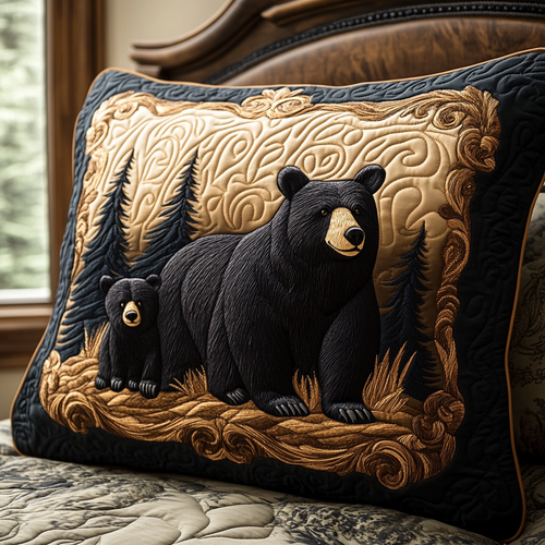 Black Bear Charm Quilted Bedding Pillow Case NCU0DV2851