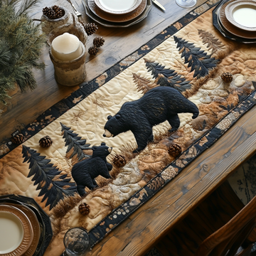 Black Bear Family Quilted Table Runner NCU0DV4206