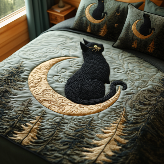 Black Cat Dreams 3-Piece Quilted Bedding Set NCU0DV5719