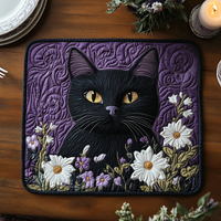 Black Cat Gaze Quilted Placemat NCU0DV5754