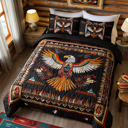 Black Sky Eagle 3-Piece Quilted Bedding Set NCU0TH644