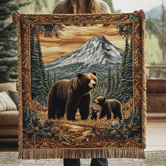 Black Bear Charm Woven Sofa Blanket NCU0DV3914