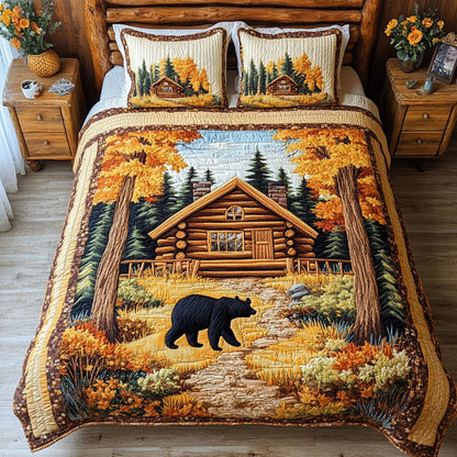 Black Bear Escape 3-Piece Quilted Bedding Set NCU0PT6749