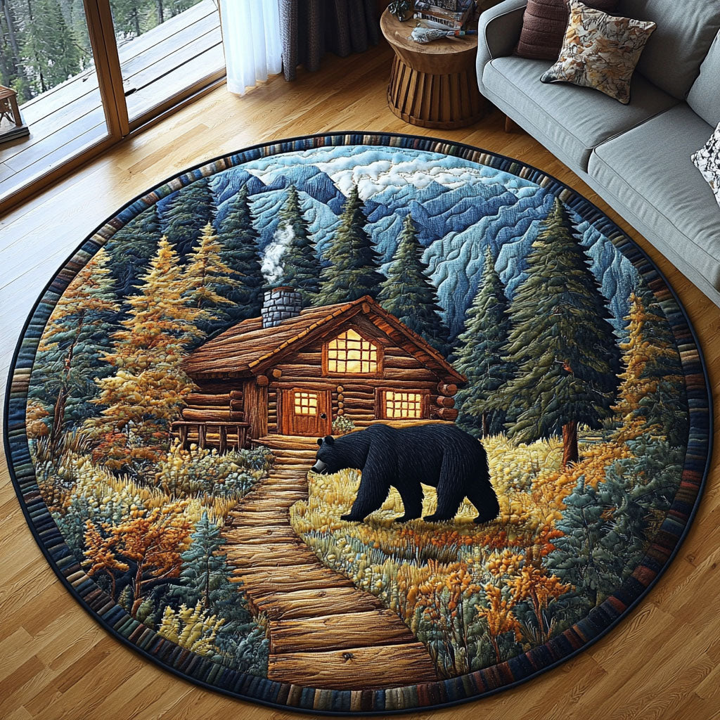 Black Bear Haven Quilted Round Mat NCU0PT6771