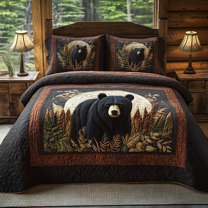 Black Bear Moonlit Autumn 3-Piece Quilted Bedding Set NCU0DV6170