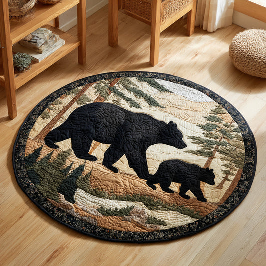 Black Bears Journey Quilted Round Mat NCU0HH076