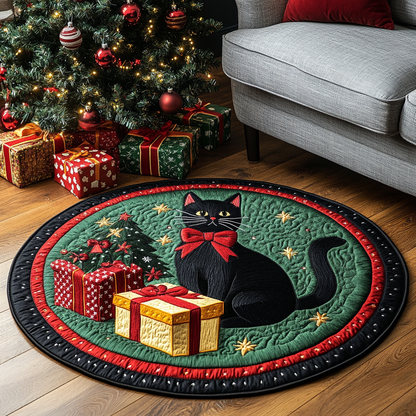 Black Cat Charm Quilted Round Mat NCU0DK10100