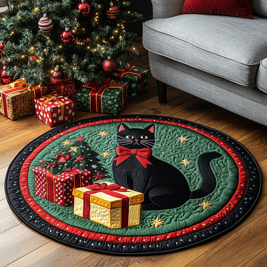 Black Cat Charm Quilted Round Mat NCU0DK10100