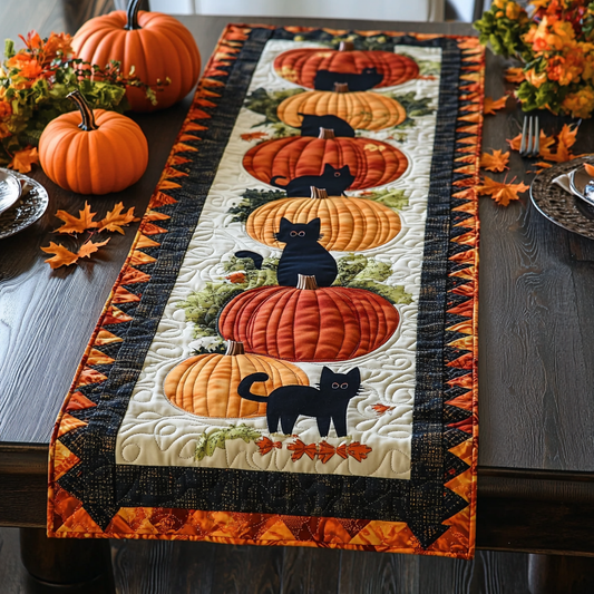 Black Cat Charm Quilted Table Runner NCU0DK9698