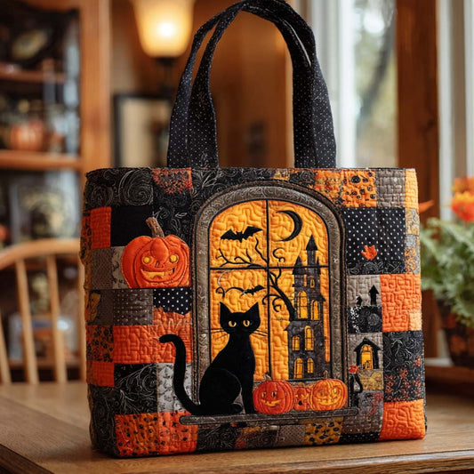 Black Cat Charm Quilted Tote Bag NCU0NT9411