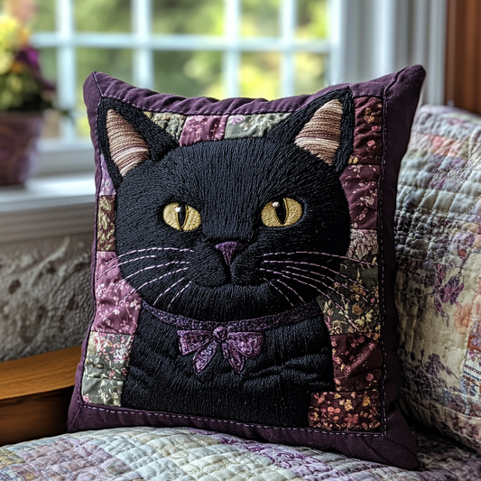 Black Cat Cottage Quilted Pillow Case NCU0DV5859