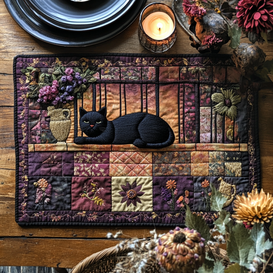 Black Cat Cottage Quilted Placemat NCU0DV5752