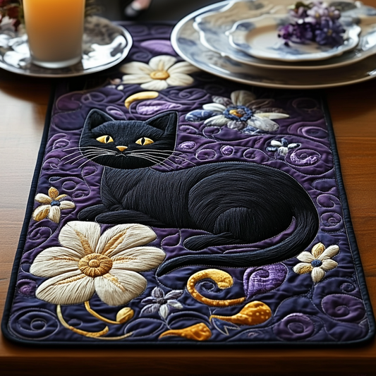Black Cat Cottage Quilted Table Runner NCU0DV5933