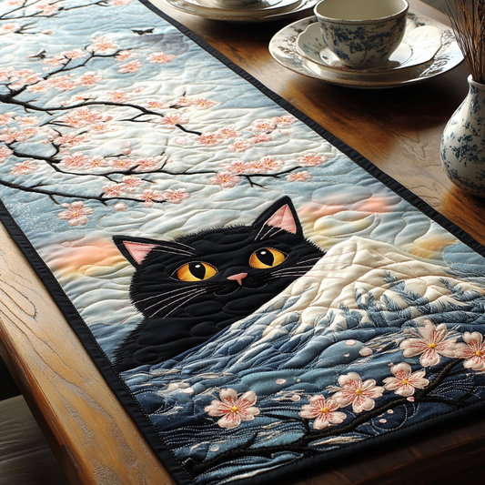 Black Cat Fuji Quilted Table Runner NCU0DV5937