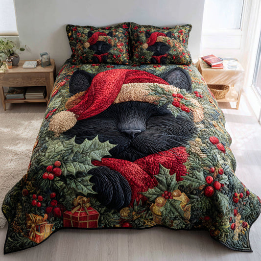 Black Cat Garland 3-Piece Quilted Bedding Set NCU0HH655