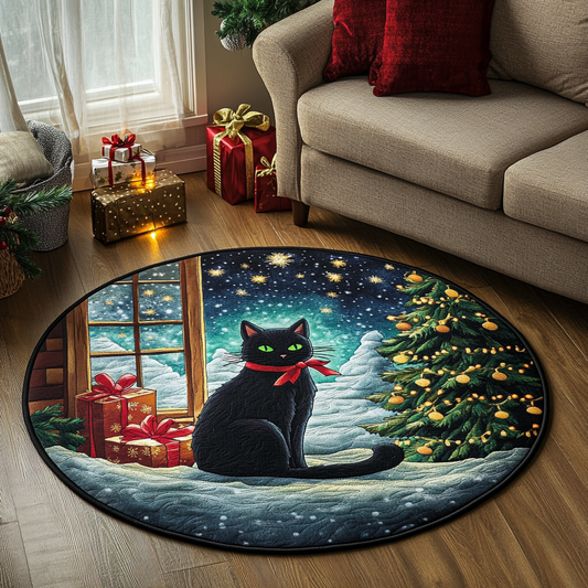 Black Cat Gift Quilted Round Mat NCU0DK10099