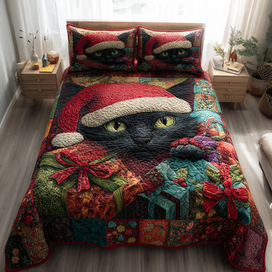 Black Cat Gifts 3-Piece Quilted Bedding Set NCU0HH656
