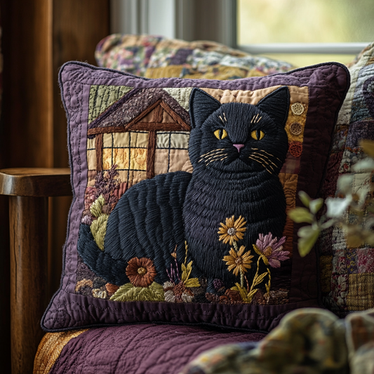 Black Cat Haze Quilted Pillow Case NCU0DV5865