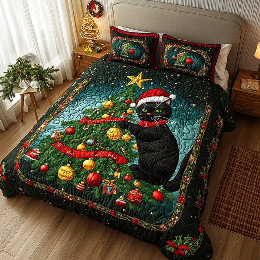 Black Cat Joy 3-Piece Quilted Bedding Set NCU0DK10061