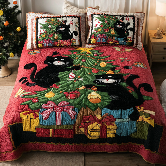 Black Cat Magic 3-Piece Quilted Bedding Set NCU0DK10057