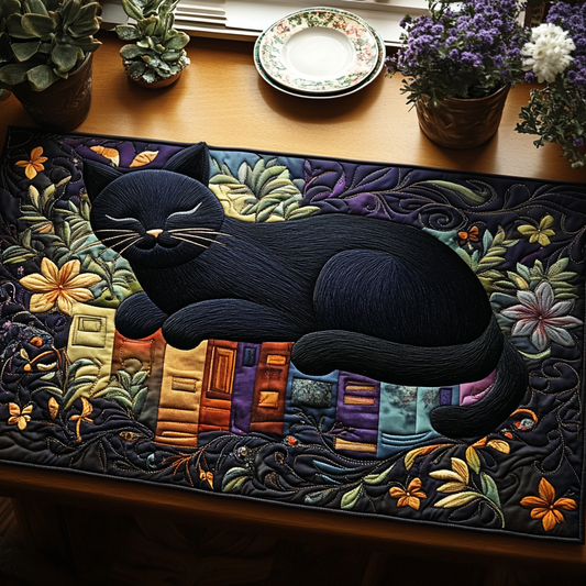 Black Cat Magic Quilted Table Runner NCU0DV5928