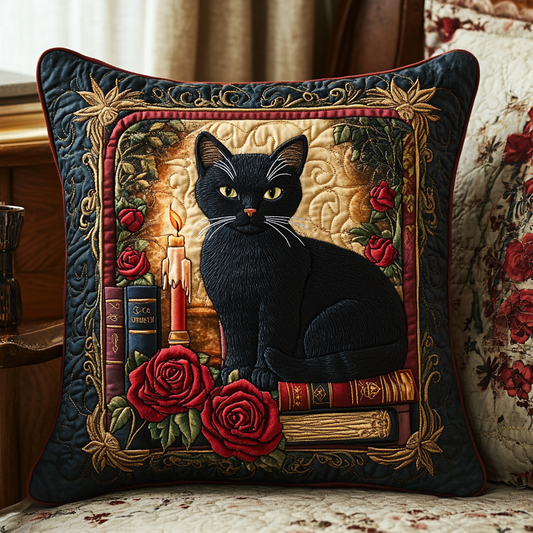 Black Cat Nights Quilted Pillow Case NCU0DV5857