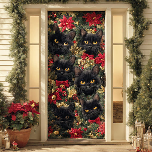 Black Cat Noel Charm Quilted Door Cover NCU0TD1512