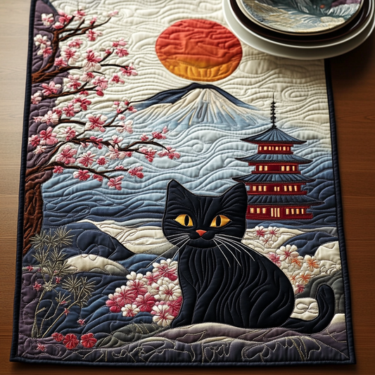 Black Cat Pagoda Quilted Table Runner NCU0DV5944