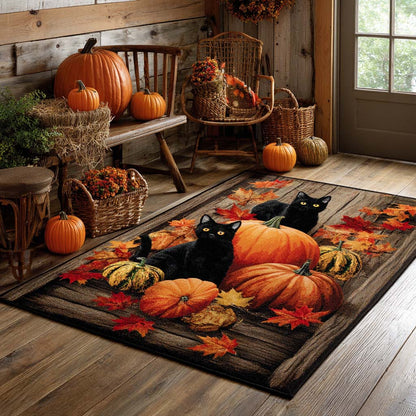 Black Cat Pumpkins Area Rug NCU0XD920