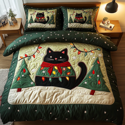Black Cat Star 3-Piece Quilted Bedding Set NCU0DK10059