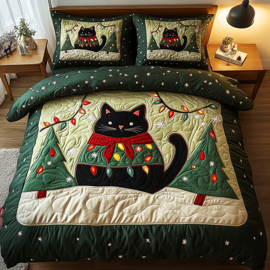 Black Cat Star 3-Piece Quilted Bedding Set NCU0DK10059