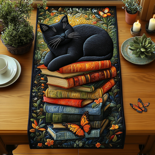 Black Cat Whisper Quilted Table Runner NCU0DV5931