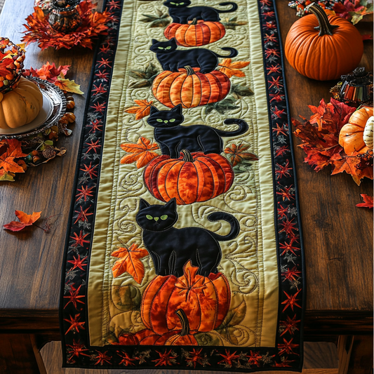 Black Cat Whispers Quilted Table Runner NCU0DK9700