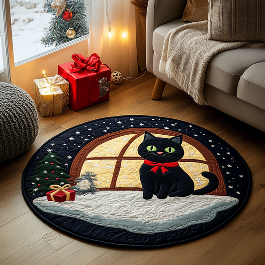 Black Cat Wish Quilted Round Mat NCU0DK10098