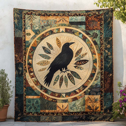 Black Feathered Soul Quilted Blanket NCU0NT8031
