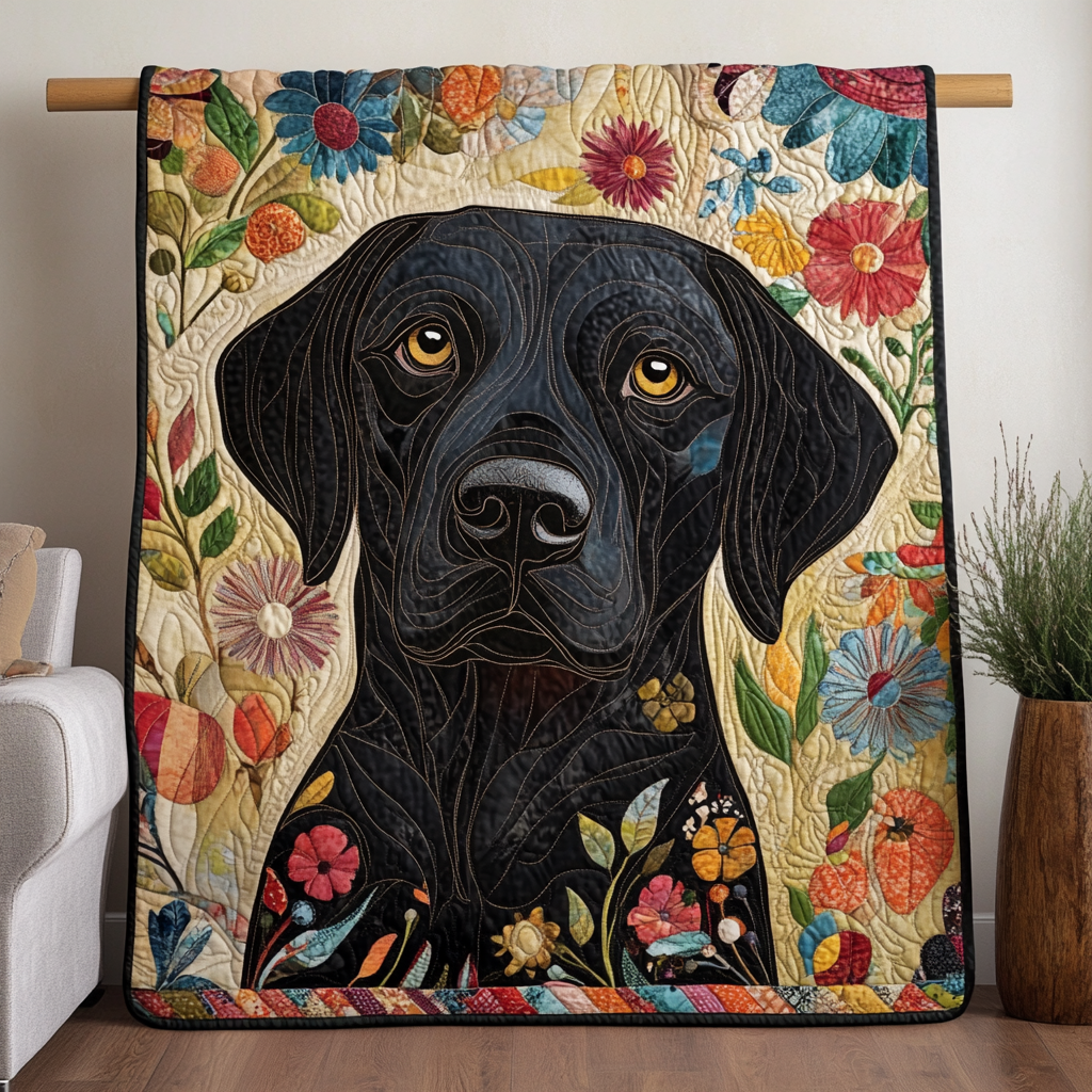 Black Labrador Design Quilted Blanket NCU0PD478 – Vantique