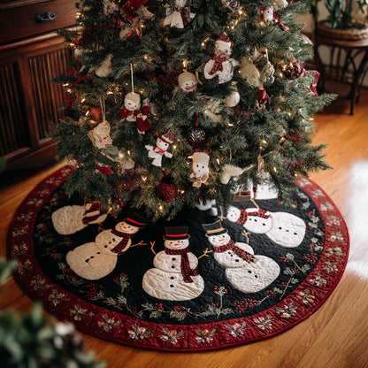 Black Snowman Quilted Christmas Tree Skirt NCU0HH1194
