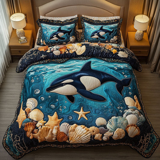 Black Wave Ballet 3-Piece Quilted Bedding Set NCU0NT6981